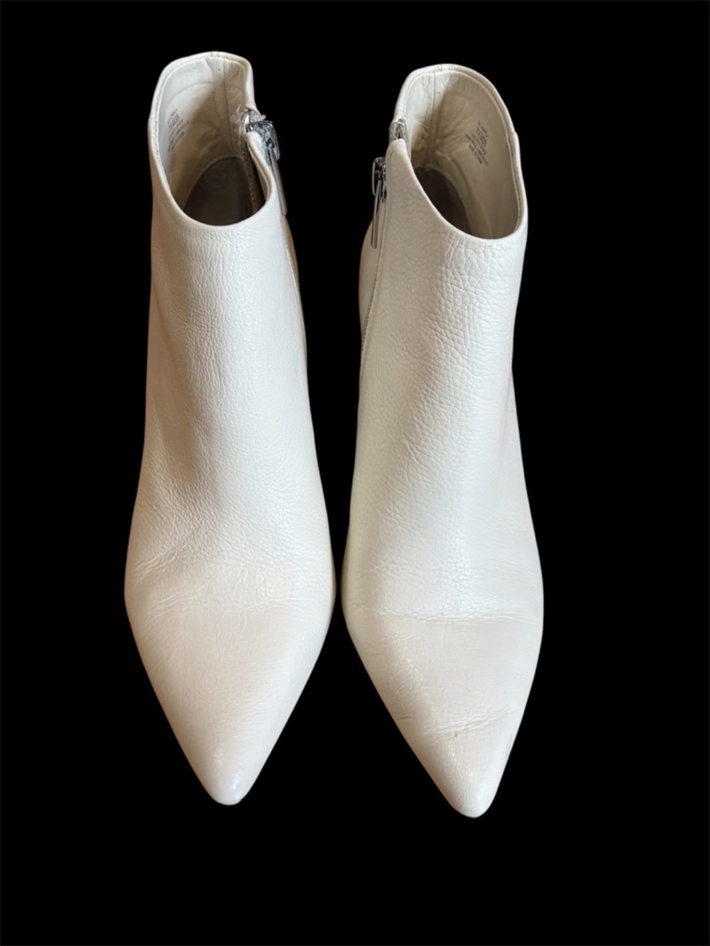Vince Camuto Leather Ankle Booties, white pointy, size 7.5/38, EUC